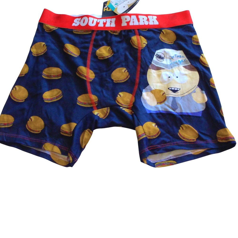 South Park Crazy Boxer Cartman Burger Navy Blue Boxer Briefs Mens Large New